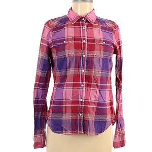 Women’s American Eagle Plaid Snap Button Up Shirt
